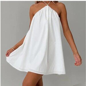 AMYLYNN Dress Womens Small White Spaghetti Strap Slip Mini Babydoll Cami AL2702